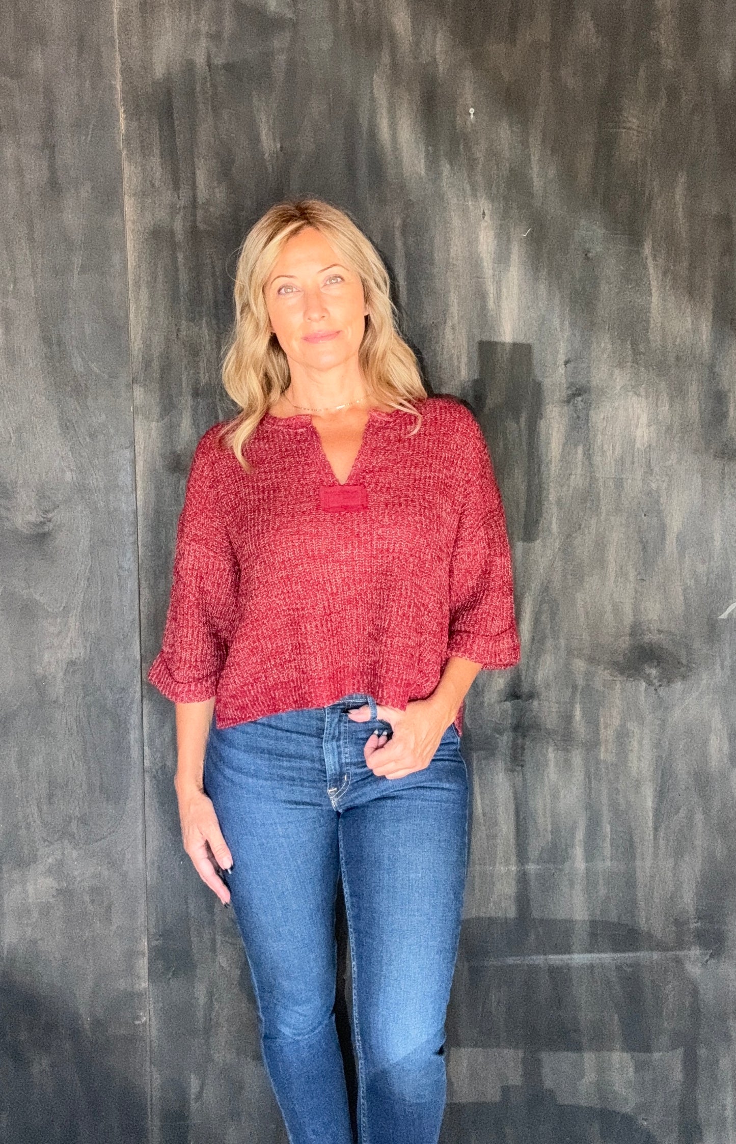 Crimson Knit Top