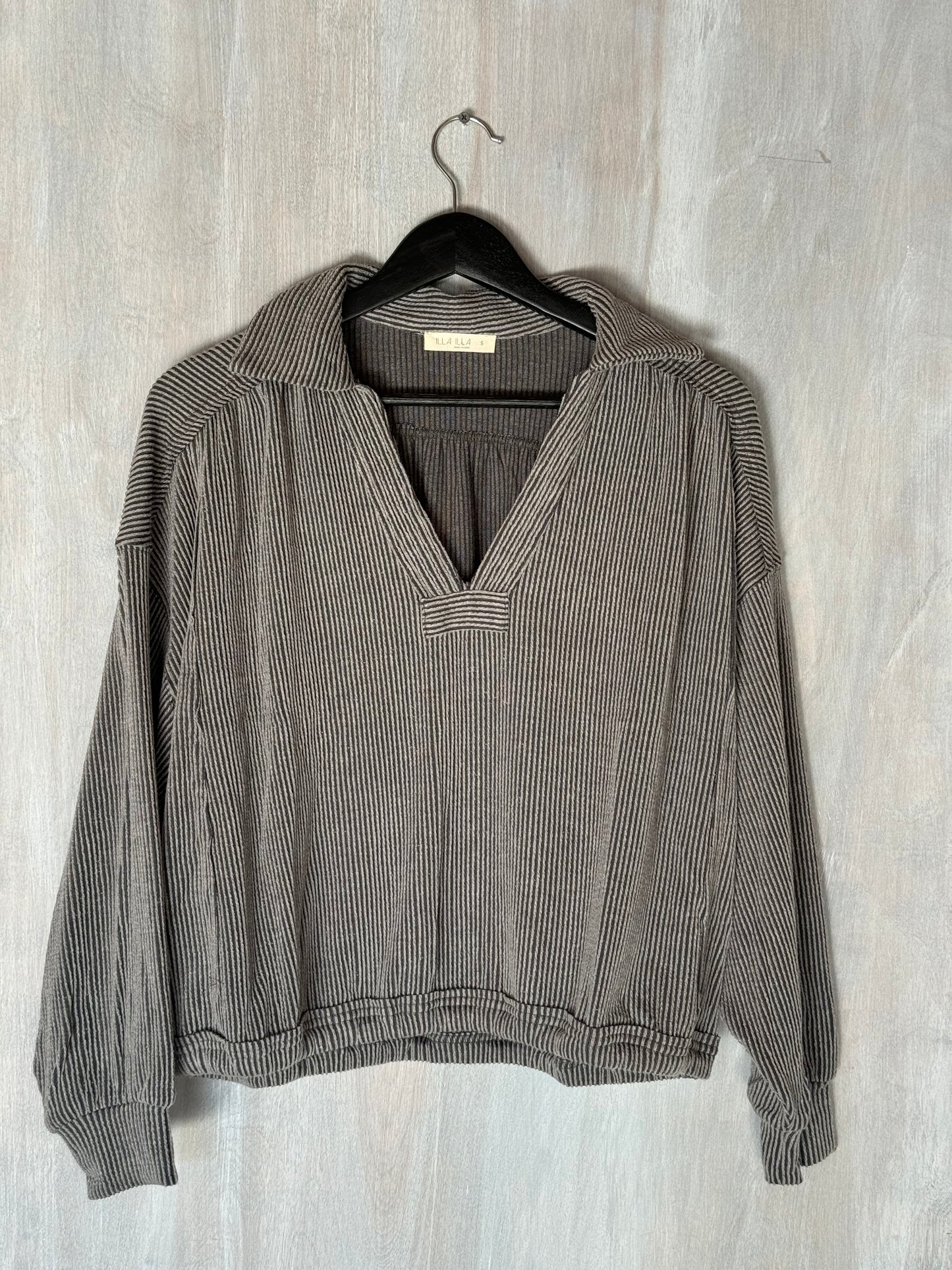 Charcoal Ribbed Slouchy Top