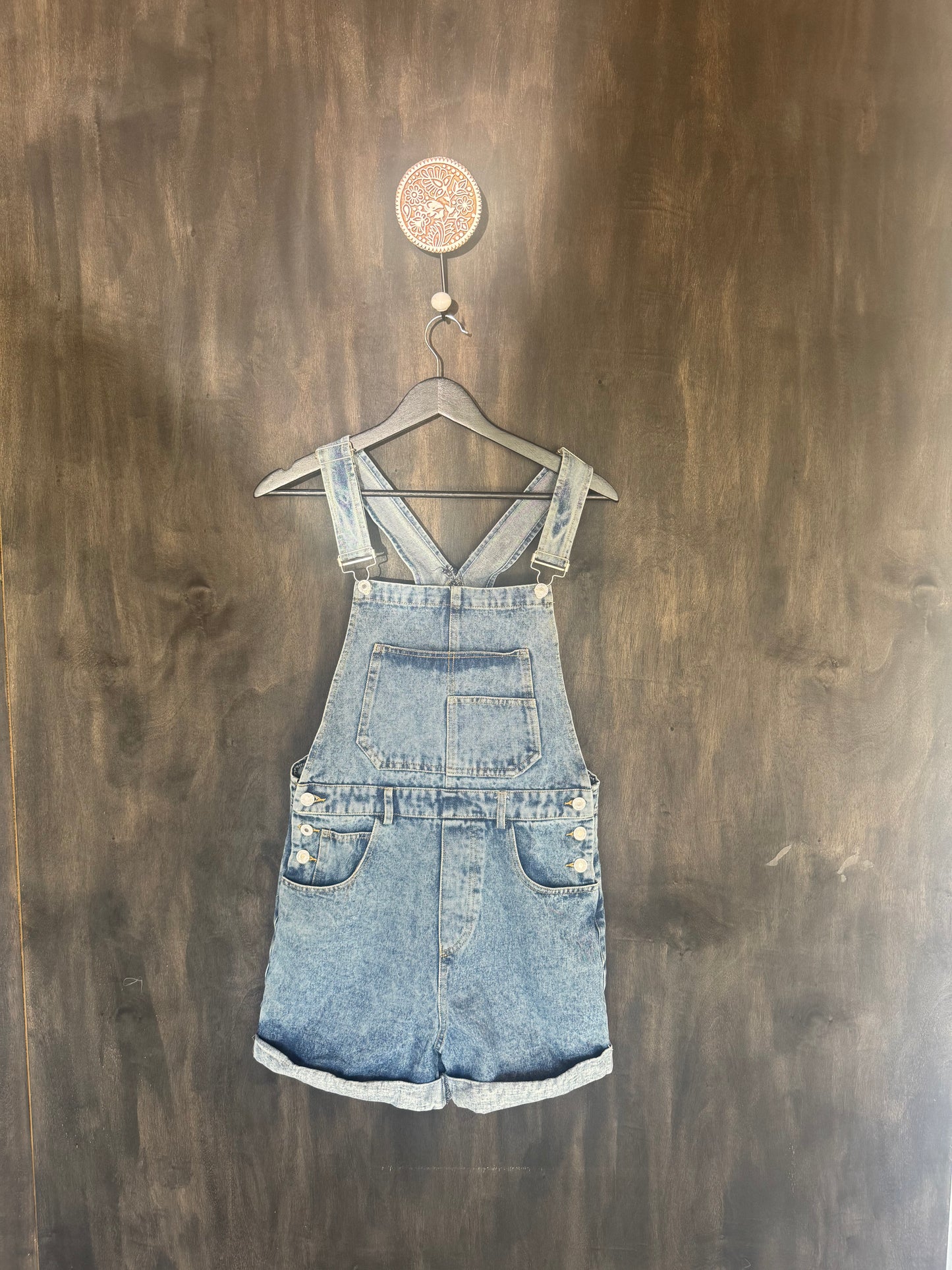 denim short overalls