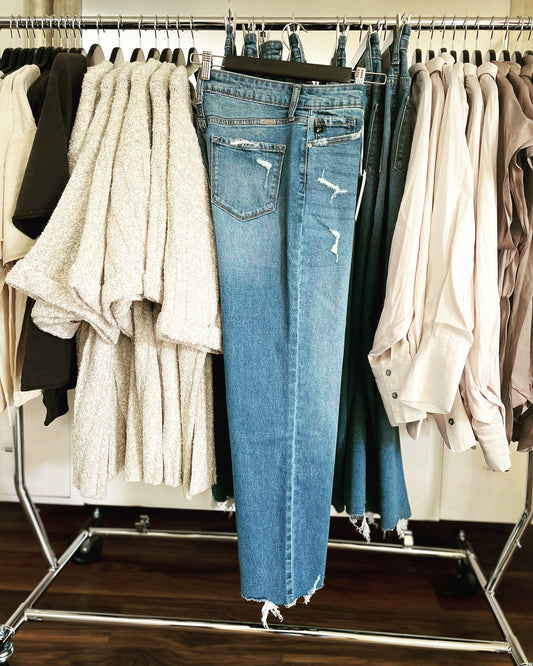 high rise slim wide leg jean