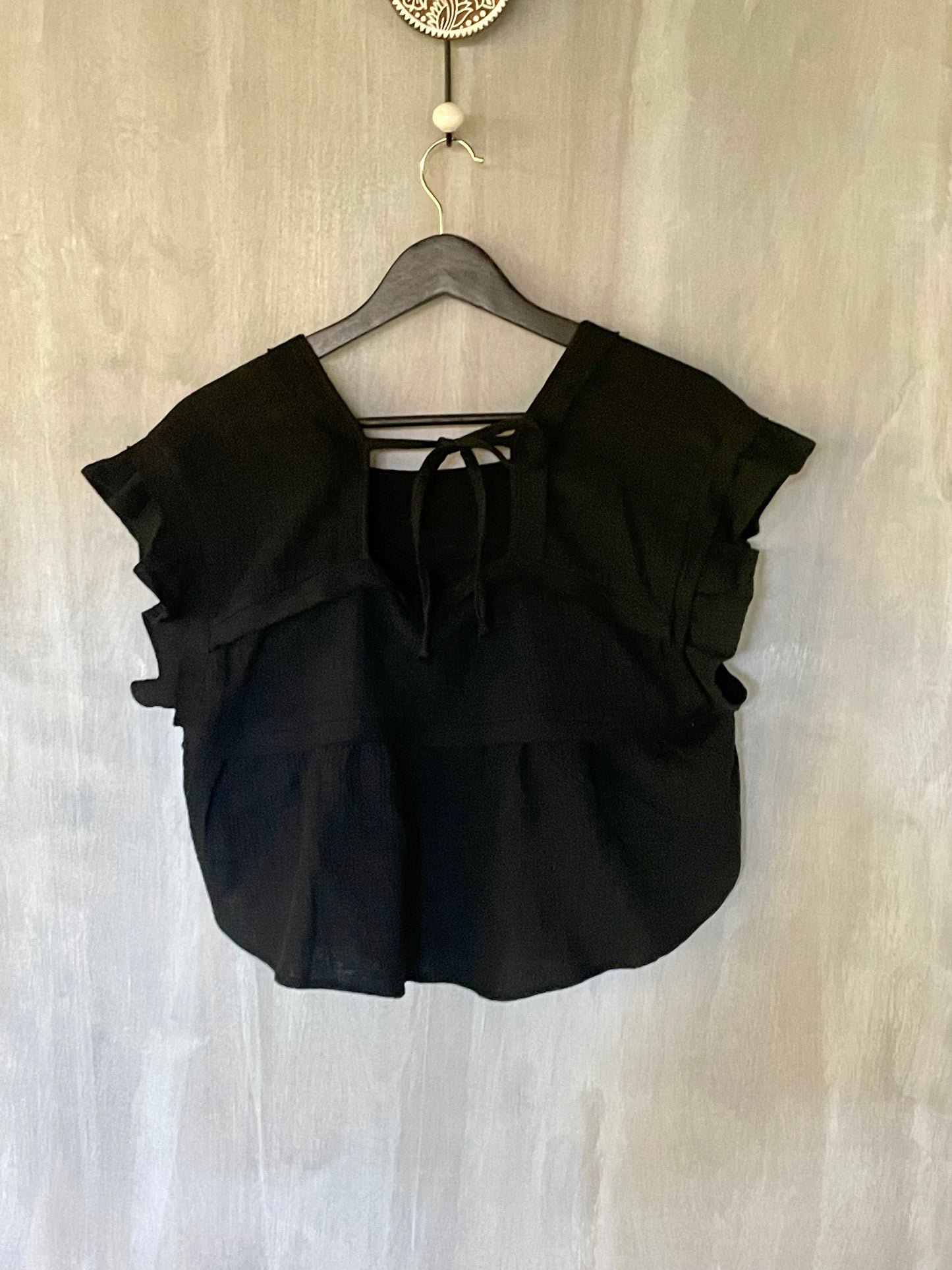 ruffle sleeve babydoll crop top